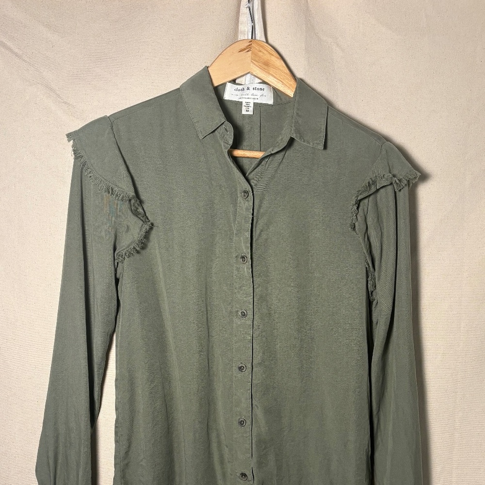 Women's CLOTH AND STONE for Anthropologie Blouse Green XS